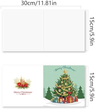 DIY Diamond Greeting Cards Set Christmas, 5D DIY Diamond Art Painting Greeting Card, DIY Christmas Card Making Kits for Family Friends Handmade Gift-#27-Christmas Tree - Image 2