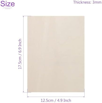 DMiotech 25 Pack 7 x 5 x 1/8 Inches 3mm Thick Wood Sheets Basswood Sheets Unfinished Plywood Squares Plywood for DIY Craft Laser Wood Burning Drawing - Image 3