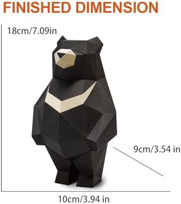 Black Bear 3D Origami Paper Craft Kit, Creative Handmade Paper Sculpture Art for Home Decor, Unique Pre-Cut DIY Cute Animal Models Origmai Papercraft Set, Present for Teens & Adults - Image 5