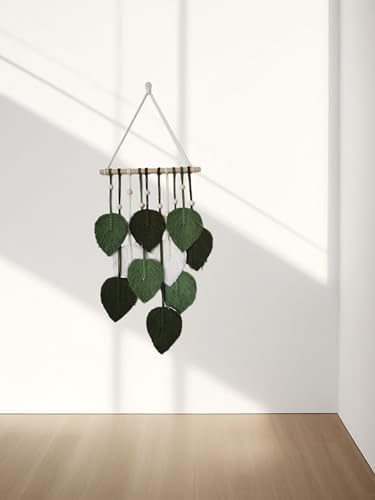 Zqyxiehuo DIY Macrame Leaf Wall Hanging Beginners Boho Wall Leaf Tapestry Kit Handmade Woven Tapestry Feather Wall Hanging DIY Macrame Kit for Adults Birthday Gift 11.8"(Green) - Image 5