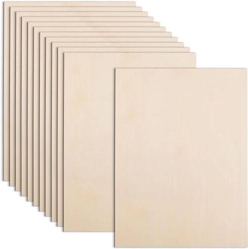 AWIZOM 12 Pack Basswood Sheets for Crafts 12 x 16 x 1/16 Inch-2 mm Thick Plywood Sheets Unfinished Wood Sheet Boards for DIY Craft Projects, Architecture Models, Engraving, Wood Burning, Staining by AWIZOM
