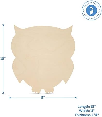 Wooden Owl Cutout 1/4 inch Pack of 3 Wooden Shapes for Crafts, Classroom Decor, Party Decor, by Woodpeckers. - Image 6