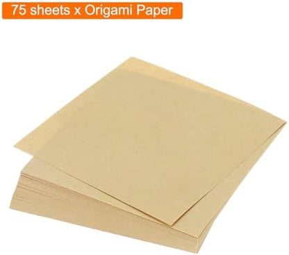 MECCANIXITY 75 Sheet Origami Paper Double Sided 4x4" Brown - Image 3
