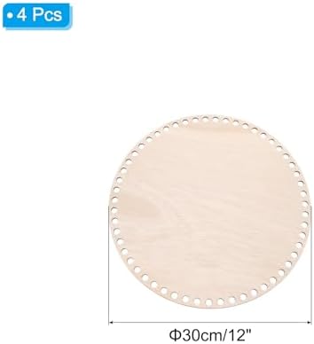 PATIKIL 12" Diameter Crochet Basket Bottom, 4Pcs Round Blank Crochet Knitting Wooden Base for DIY Craft Weaving Basket Making Supplies Home Decoration, Brown - Image 2