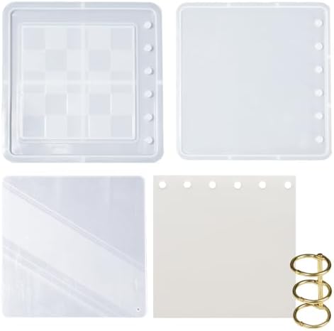 DIY Resin Shaker Journal Kit Checkerboard - Complete Set with Square Notebook Molds, Binder Refills - Image 4