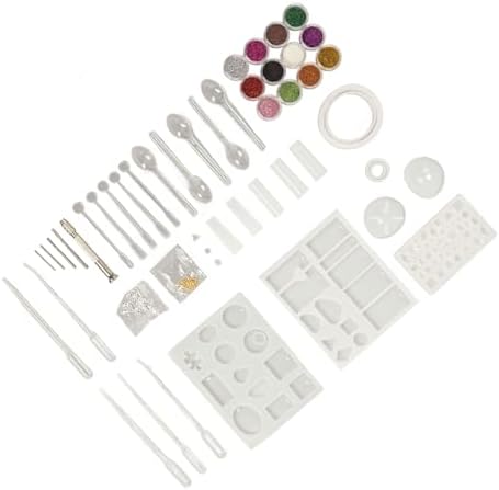 DAREBUDA DIY Glue Mold Set, Silicone Resin Jewelry Making Kit with Stirring Rods Scoop Pins Sequins for Pendant Bracelet Earring Craft, Reusable Flexible for Home Art - Image 6