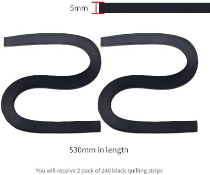 Acoeitl Quilling Paper Strips 240 Strips Black Paper Quilling Set Width 5mm Length 53cm Quilling Supplies DIY Quilling Paper Quilling Art Strip for Crafts (2 Pack) - Image 2