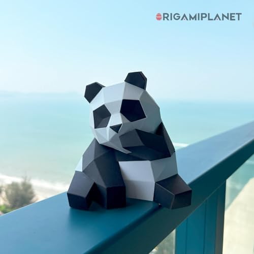 3D Panda Fanfan Origami Paper Craft Kit, Fun DIY Pre-Cut 3D Paper Art Model for Teens & Adults, Easy Handmade Animal Figurine Sculpture Gift Set for Bookshelf Decoration - Image 4
