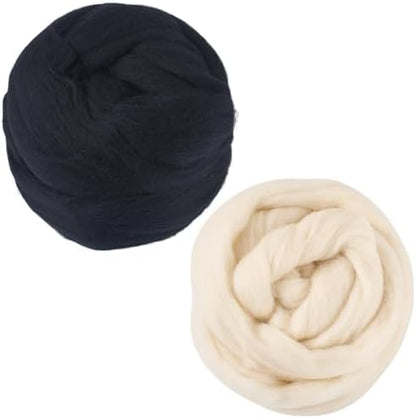 100G Needle Felting Wool Black Wool Roving for Needle Felting Beige Soft Spinning Wool Bulk for Felting DIY Crafts Hand Spinning Supplies by Spritewelry