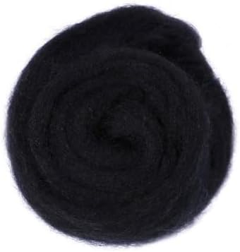 Catopia Wool Roving Yarn, 100G/3.53OZ Soft Felting Wool Pure Chunky Roving Yarn Bulk for Needle Felting Knitting Blanket Spinning Weaving DIY Craft,Black by Catopia