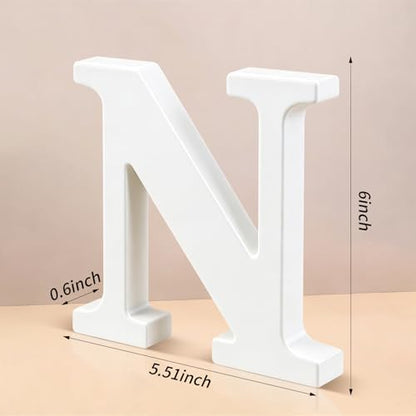 6 Inch White Wood Letters Unfinished Wooden Letters for Wall Decor Decorative Standing Letters Slices Sign Board Decoration for Craft Home Party Projects (N) - Image 2