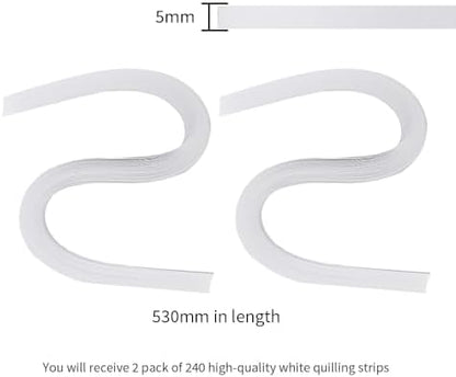 Acoeitl Quilling Paper Strips 240 Strips White Paper Quilling Set Width 5mm Length 53cm Quilling Supplies DIY Quilling Paper Quilling Art Strip for Crafts (2 Pack) - Image 2