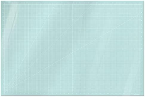 GLASSBOARD STUDIO Glass Craft Mat - Magnetic, Heat & Scratch Resistant, Stain-Proof for Crafting, Cutting, Painting, Mixed Media Artwork - Grid Lines, Non-Slip Rubber Feet (Aqua 24”W x 36”L) by GlassboardStudio