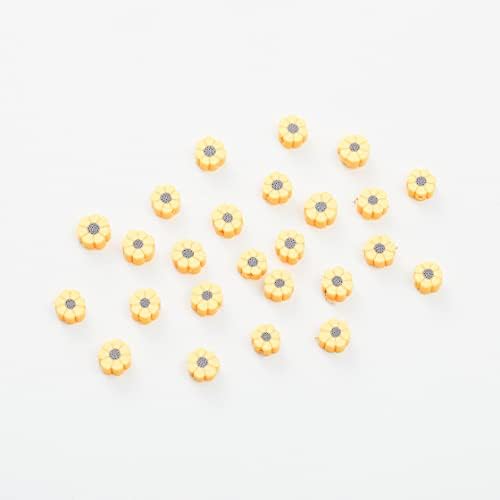 100pcs Yellow Sunflower Polymer Clay 10mm Spacer Beads for Women Jewelry Making DIY Bracelet Necklace Hair Clip (Sunflower) - Image 5