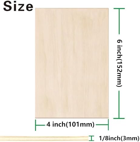 Basswood Sheets 24 Pack,4"x6"x1/8" Plywood Sheets,3mm Basswood for Laser Cutting,Laser Engraving Blanks,Drawing & Painting,Thin Natural Unfinished Wood for Crafts,Wood Burning,Scroll Saw Cutting - Image 2