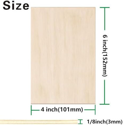Basswood Sheets 24 Pack,4"x6"x1/8" Plywood Sheets,3mm Basswood for Laser Cutting,Laser Engraving Blanks,Drawing & Painting,Thin Natural Unfinished Wood for Crafts,Wood Burning,Scroll Saw Cutting - Image 2