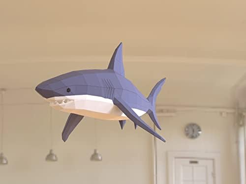 Shark Paper Sculpture,Pre-Cut DIY Papercraft Kit,Handmade Sea Animal Figurine, Color,Low Poly Home Decor,All Accessories Included - Image 5