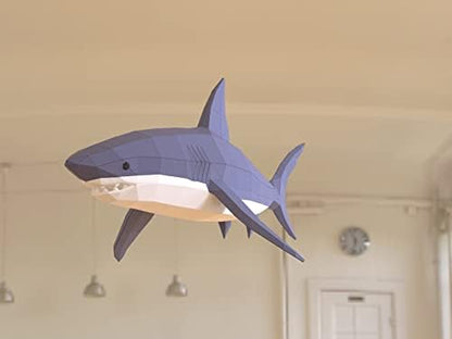 Shark Paper Sculpture,Pre-Cut DIY Papercraft Kit,Handmade Sea Animal Figurine, Color,Low Poly Home Decor,All Accessories Included - Image 5