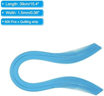 PATIKIL Quilling Strips Paper 600pcs 1.5mm 39cm Origami Paper Quilling Kits for Art DIY Hand Craft Christmas, Aquamarine Blue - Image 2