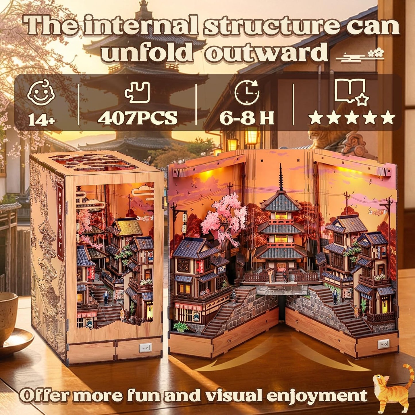 CUTEBEE Book Nook Kit - DIY Miniature House Japanese Street Diorama