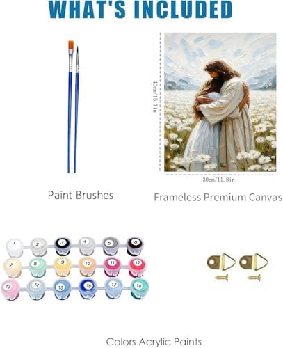 Jesus Paint by Numbers Kit for Adults Framed Canvas 12X16 in, Frameworkless - Image 4