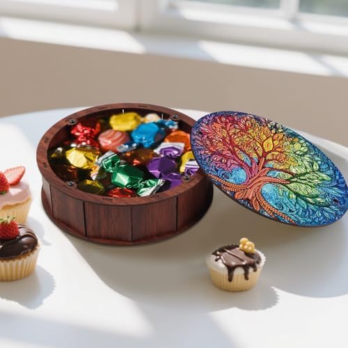 DIY Diamond Painting Fruit Bowl Storage Box, Tree Decorated Tray Diamond Painting Craft Set, for organising Desk Items, a Versatile and Creative Handmade Gift - Image 6