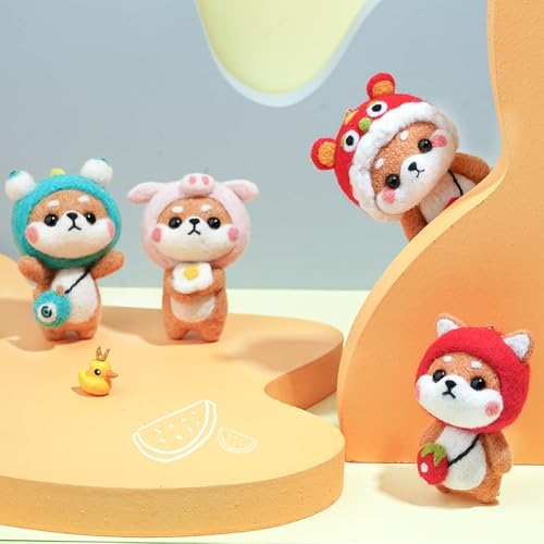 Wizardi Beginner Needle Felting Kit for Adults - Puppy in Monster Costume. Animal Felting Kit 6.5x4.5x4.5cm. Felting Tools. Wool Felting Supplies. Felt Crafts. Wool Felt. F07N8-W7 - Image 2