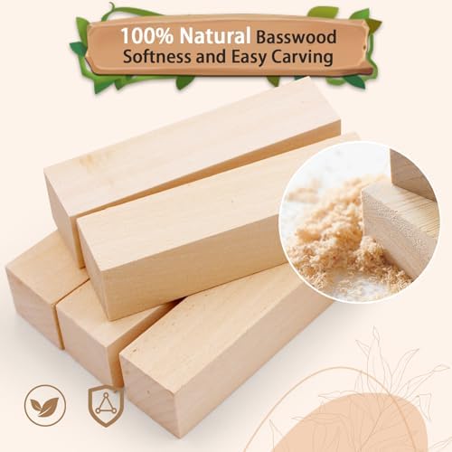 Basswood Carving Blocks for Crafts,Cymuber 24 PCS Whittling Wooden Blockss Kit with 3 Sizes,Wood Carving Blocks Wood Whittling Kit Crafts for Kids and Adults - Image 3