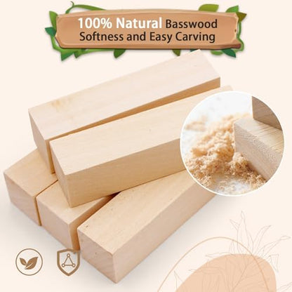 Basswood Carving Blocks for Crafts,Cymuber 24 PCS Whittling Wooden Blockss Kit with 3 Sizes,Wood Carving Blocks Wood Whittling Kit Crafts for Kids and Adults - Image 3