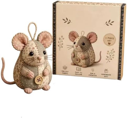 Sewing Kit for Beginners Patchwork Mouse, DIY Stuffed Animal Craft Kit with Pre-Cut Fabric, Make Your Own 3D Plush Mouse Ornament, Easy Adult Sewing Project Handmade Gift(Set C) by Unknown