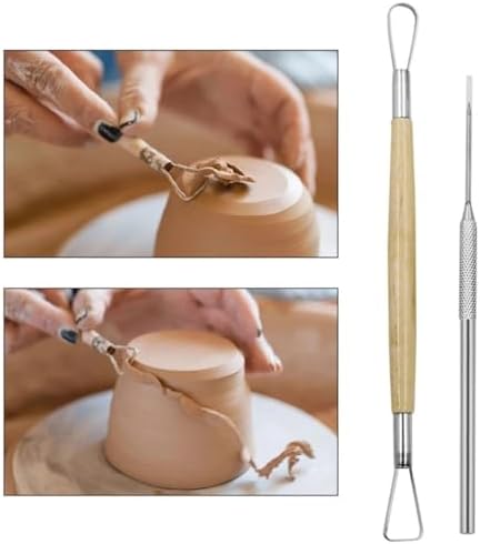Evwoge 8-Piece Pottery Tool Set, Wooden Clay Sculpting Tools with Sponge, Wire Cutter and Modeling Tools for Ceramics - Image 5