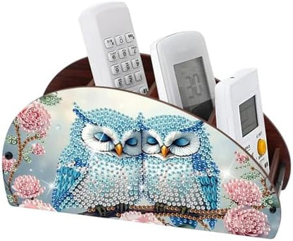 Diamond Art Painting Organizer Box, DIY Owls and Flowers Design Special Shape Diamond Partial Mosaic Handmade Making Kit Organizer Box, Modern Home Dining Living Room Table Top Decor Art Decoration by MVVMTOP