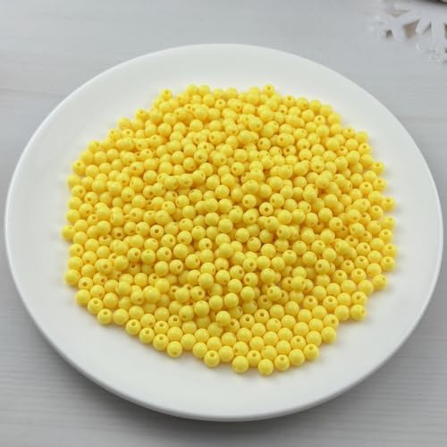 700pcs Acrylic Round Beads for Crafts 6mm Resin Candy Color Spacer Beads with Hole for Jewelry Making Sewing Crafts Decoration Necklaces Bracelets Earrings Supplies(Yellow) - Image 2