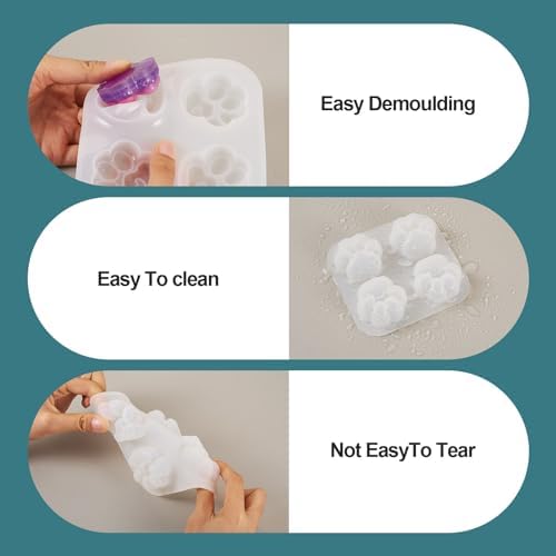 3Pcs Dog Cat Paw Print Silicone Molds Cute Puppy Kitten Paw Resin Casting Molds Pet Dog Paws Print Kit for DIY Epoxy Resin Crafts Dog Memorial Pieces Keychain Supplies 3 Sizes - Image 6