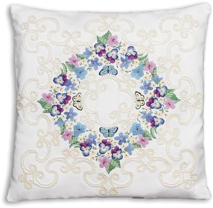 Janlynn Crewel Embroidery Kit, Floral Fantasy Pillow, White by Janlynn