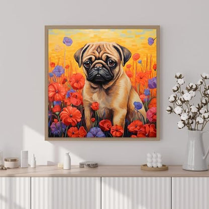Artunion Framed Paint by Numbers Kit for Adults Beginners & Kids Ages 8-12,Pug Dog Paint by Number with Frame,Dog Animal Paint by Numbers Kit on Canvas 10 * 10 Inch Without Easel - Image 2