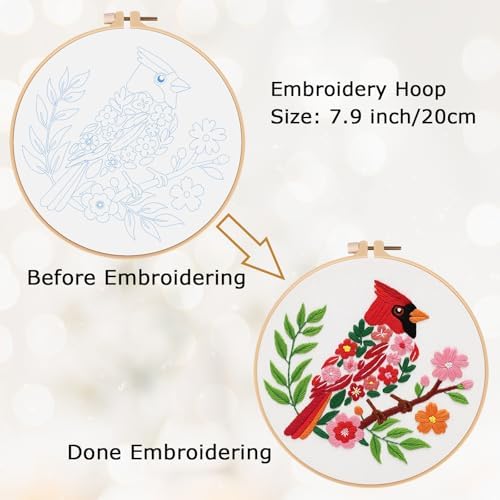 Louise Maelys Cardinal Embroidery Kit, Cross Stitch Kit for Beginne - Image 2
