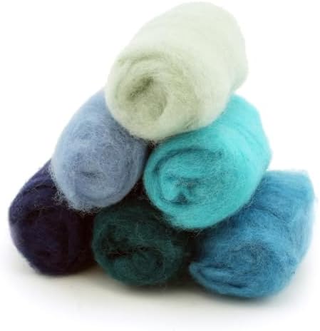 Woolbuddy Corriedale Wool Roving Kit for Needle Felting (Blue) 20g Each - Image 6