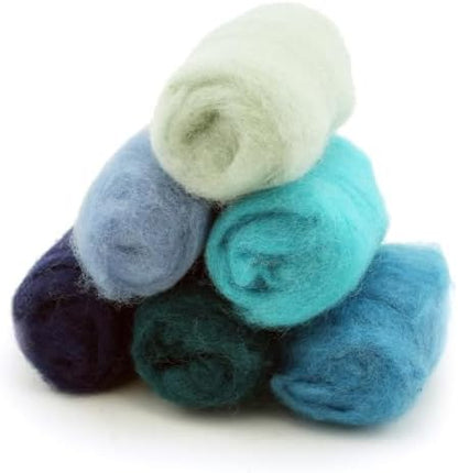 Woolbuddy Corriedale Wool Roving Kit for Needle Felting (Blue) 20g Each - Image 6