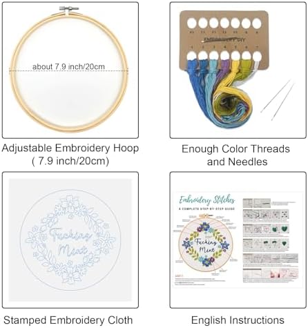 Louise Maelys Funny Flower Wreath Embroidery Kit for Beginners and Adults - Image 2