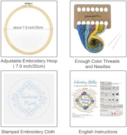 Louise Maelys Funny Flower Wreath Embroidery Kit for Beginners and Adults - Image 2