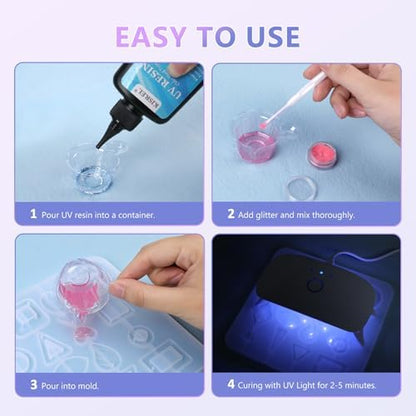 KISREL 200g UV Resin Kit with Light, Big 22 LED Beads Fast Curing Resin - Image 5