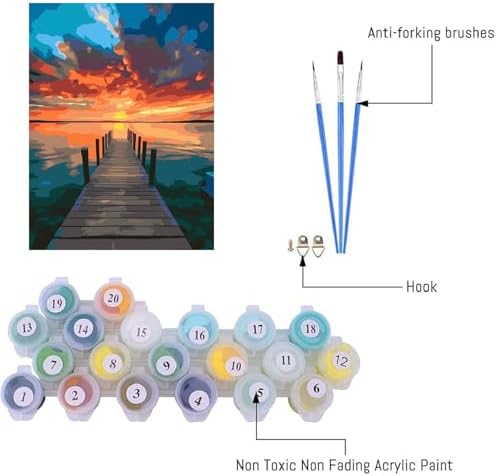 AIBOERL Paint by Numbers Kit for Adults Beginner,Sunset Scenery, 12X16In - Image 4