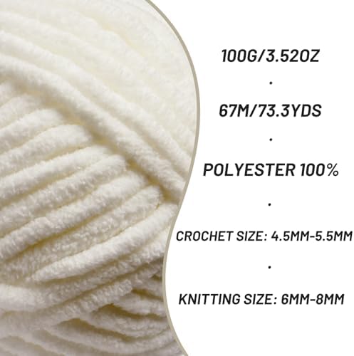 2 Pack Chunky Chenille Yarn for Crocheting, Baby Yarn for Crocheting Soft Blankets, Bulky Yarns for Crochet Amigurumi, 200g (148.7yds) Fluffy Velvet Yarns for Hand Knitting (2 Light Khaki) - Image 2