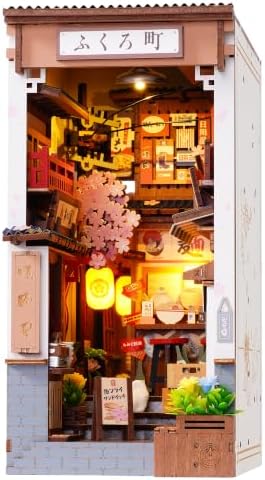 Rolife 3-4 hrs Beginner Friendly Book Nook, Sakura Wine Alley with Infinity Mirror Depth, 3D Wooden Puzzle Bookshelf Insert, LED Miniature Dollhouse Kit, Japanese Decor Gift for Adults by Rolife