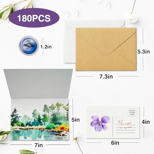 50 Pack Foldable Watercolor Cards with Envelopes 5"X7" - Image 5