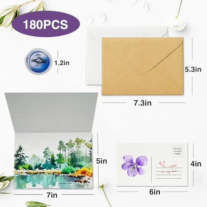 50 Pack Foldable Watercolor Cards with Envelopes 5"X7" - Image 5