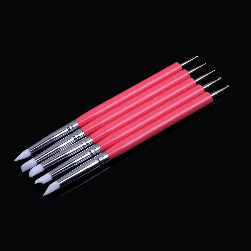 4PCS Double-Ended Metal Ceramic Clay Ball Stylus Dotting Tools and 5PCS 2 Way Silicone Polymer and Embossing Paper Flower Indentation Tool for Drawing - Image 6