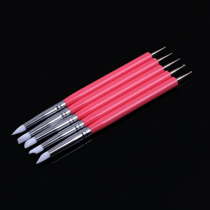 4PCS Double-Ended Metal Ceramic Clay Ball Stylus Dotting Tools and 5PCS 2 Way Silicone Polymer and Embossing Paper Flower Indentation Tool for Drawing - Image 6