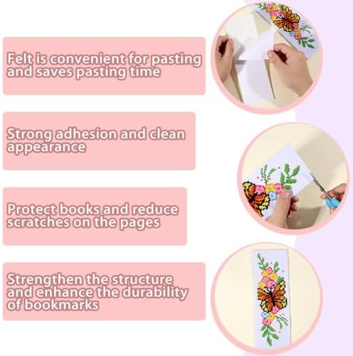 ORIGACH 6 Set Butterfly & Flower Cross Stitch Bookmark Kit for Beginner - Image 5
